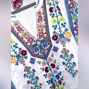 Johnny Was Plus knee length linen dress